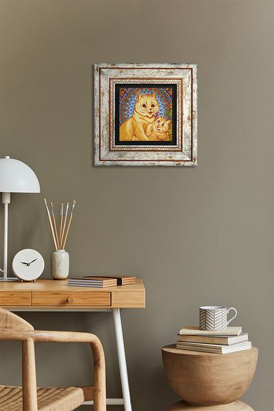 Pinecone Louis Wain Cats Πέτρινη Ζωγραφική Τοίχων Διακόσμηση Τοίχου με κορνίζα Wall Art Tk1-315