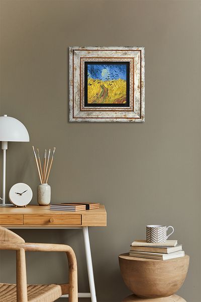 Pinecone Van Gogh Câmpul de grâu și corzi Pictură pe perete de piatră cu rame Decor de perete Artă de perete