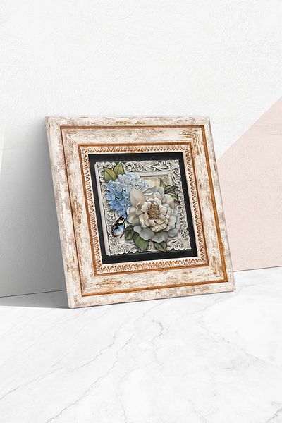 Pinecone Pictură pe perete cu flori de fluture cu cadru Decor de perete Tk1-13