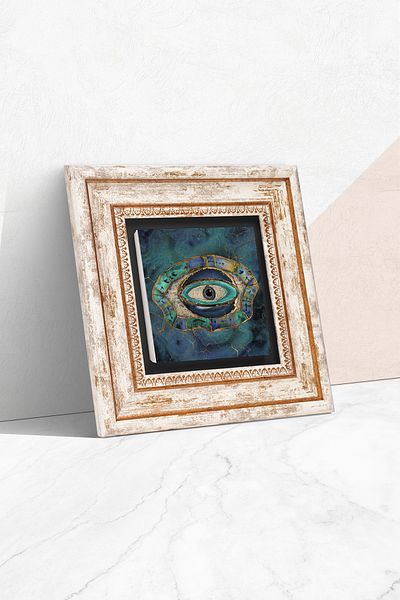 Pinecone Evil Eye Stone Wall Painting Framed Wall Decor Wall Art Tk1-200