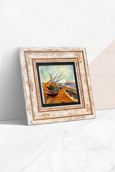 Pinecone Van Gogh Fisherman Boats Πέτρινη Ζωγραφική Τοίχων Πλαίσιο Διακόσμηση τοίχου Τέχνη τοίχου