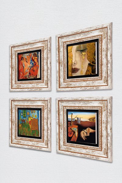 Pinecone Dali, Picasso, Van Gogh, Gustav Klimt Stone Wall Painting Framed Wall Decor Painting Tk4-949