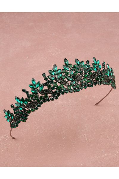 Hayalperest boncuk Coroana de nunta de mireasa din piatra de cristal Coroana prințesa pentru ocazii speciale si petreceri verde