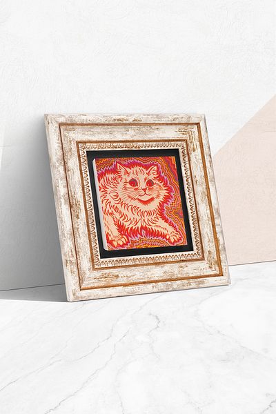 Pinecone Louis Wain Cats Πέτρινη Ζωγραφική Τοίχων Διακόσμηση Τοίχου με κορνίζα Wall Art Tk1-313
