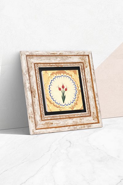 Pinecone Ebru Art Tulip Stone Ζωγραφική Τοίχων Κορνίζα Διακόσμηση Τοίχου Wall Art Tk1-86