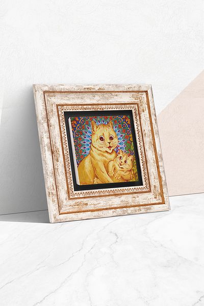 Pinecone Louis Wain Cats Πέτρινη Ζωγραφική Τοίχων Διακόσμηση Τοίχου με κορνίζα Wall Art Tk1-315