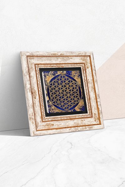 Pinecone Floarea vieții Pictură pe perete cu piatră Decorație de perete înrămată Tk1-173