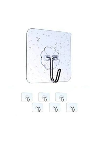 Bayev 6 Pieces Single Transparent Strong Wall Hanger Adhesive Suction Cup Hook Kitchen Bathroom Hanger