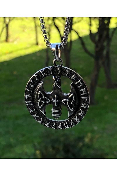 Viking Triquetra Anti-Tarnish & Stainless 316L Steel Necklace with Nordic Figure Runic Symbol