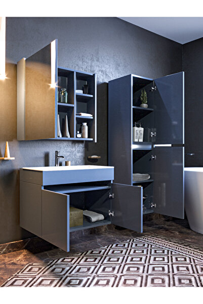 ERTEKPA Galata Banyo Dolabı Ve Boy Dolabı Takımı 75 Cm Antrasit