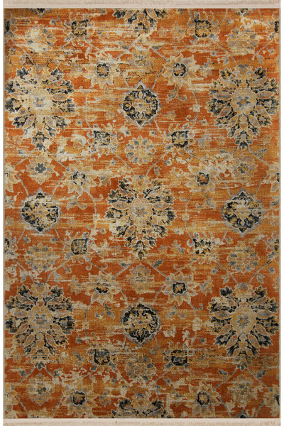 Rugs Modern Halı Turuncu Temalı Motifli Etnik Çiçek Desenli Kreatif Vintage D...