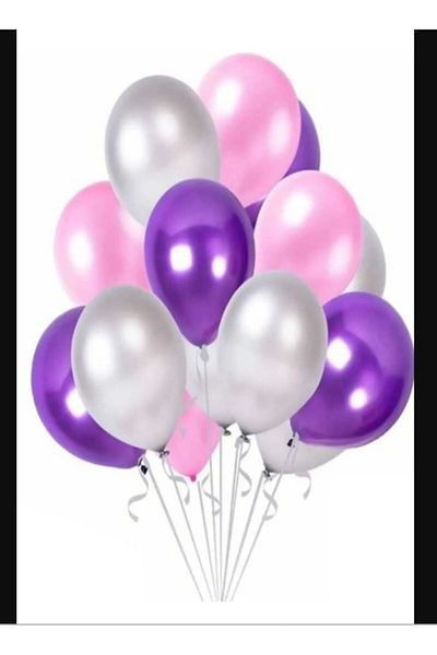 PartAntalya 30 Purple-Pink-Silver Helium Flyable Balloon Set.