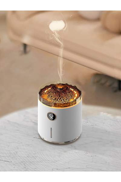 asua 350ML Şarjlı Volkan Işıklı Ultrasonik Hava Nemlendirici Buhar Makinesi V...