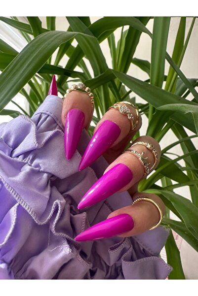 PERADİ 20 Adet Eflatun Stiletto Takma Tırnak