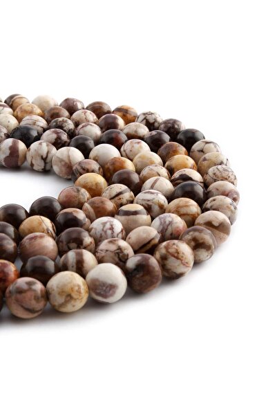 Uçar Doğaltaş Milk Jasper Doğal Taş Parlak Küre Kesim 8mm Dizi [AA]