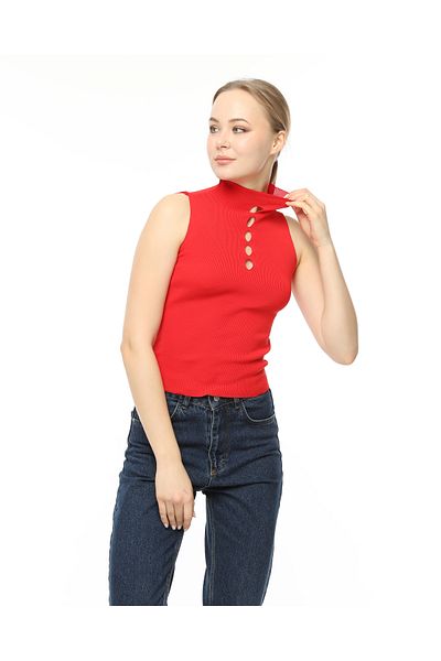 MA ananas Women's Drop Front Sleeveless Knitwear Blouse