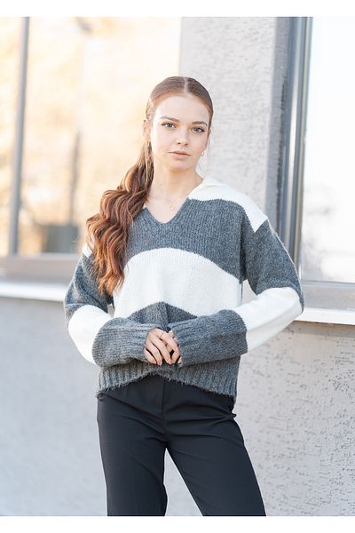 VerdeBlanco Double Color Shirt Collar Knitted Sweater