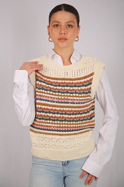 Cilve Giyim Kadın Renkli Triko Süveter