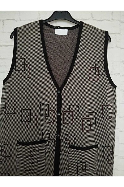 anne moda ankara зимовий, 1-го сорту сталь, акрилове плетіння, 2 кишені, 3 ґудзики, V-подібний комір, додатково подовжений трикотажний жилет