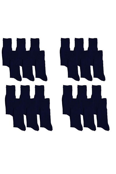 SINGLE SWORD Navy Blue Socks - 4 Seasons Striped Seamless Socks 24 Pack
