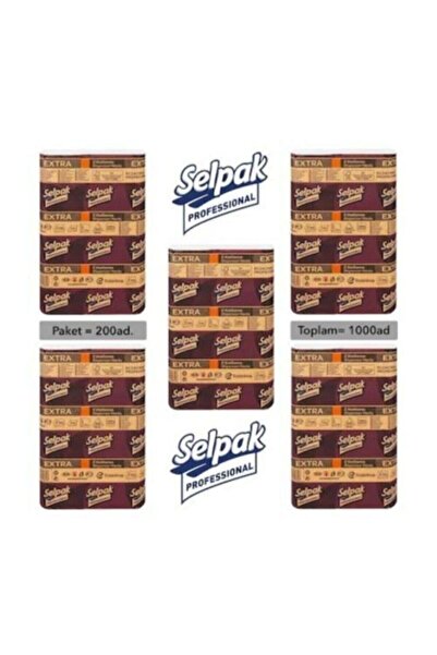 Selpak Professional Extra Z Katlama Dispenser Havlu 200'lü 5 Paket 21.5 X 24 Cm