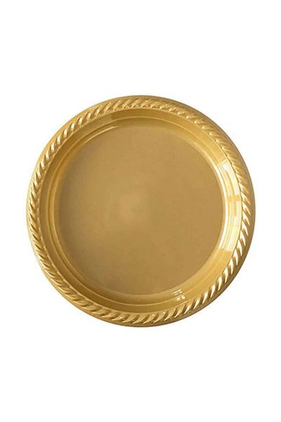 Party Fantasy Plastic Plate 25 Pieces Gold Disposable Plate 22 Cm Birthday Party Plate