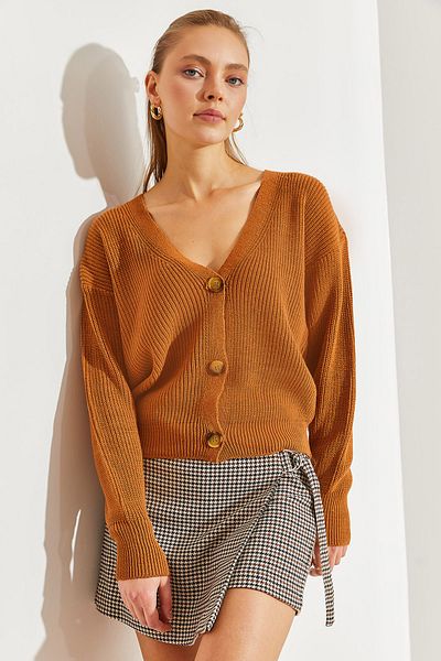 Bianco Lucci Women's Knitwear Cardigan - Buttoned Design