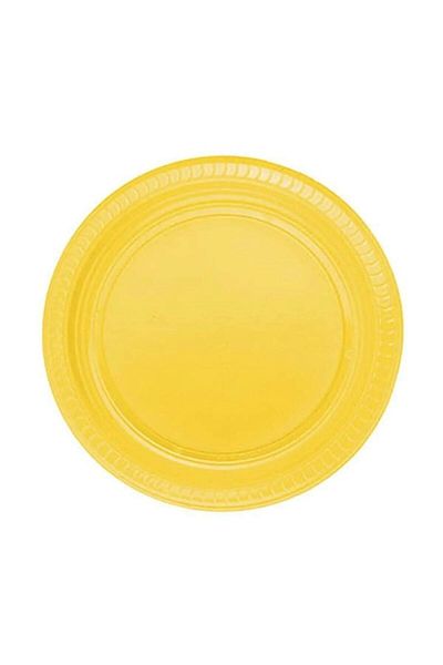 Party Fantasy Plastic Plate 25 Pieces Yellow Disposable Plate 22 Cm Birthday Party Plate