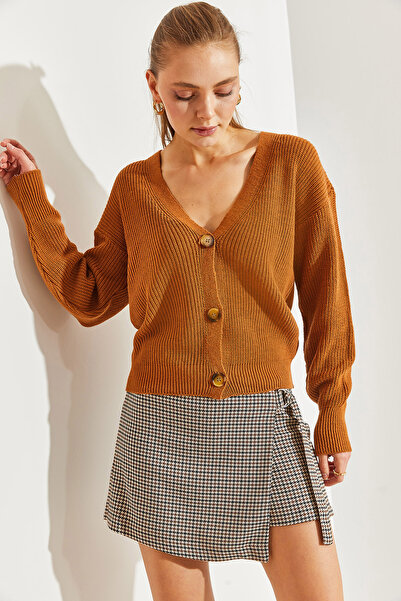 Bianco Lucci Women's Knitwear Cardigan - Buttoned Design