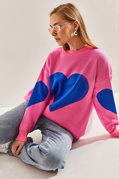 Bianco Lucci Dámský pletený svetr s potiskem srdce