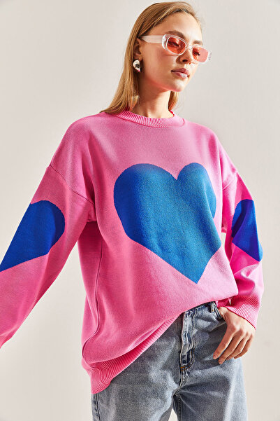 Bianco Lucci Dámský pletený svetr s potiskem srdce