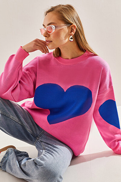 Bianco Lucci Dámský pletený svetr s potiskem srdce