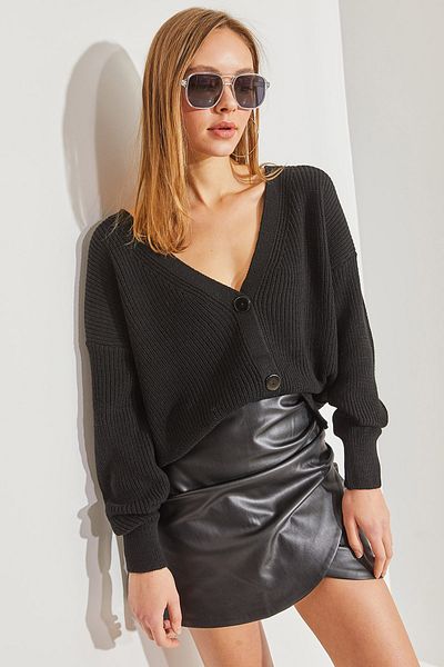 Bianco Lucci Women's Knitwear Cardigan - Buttoned Design