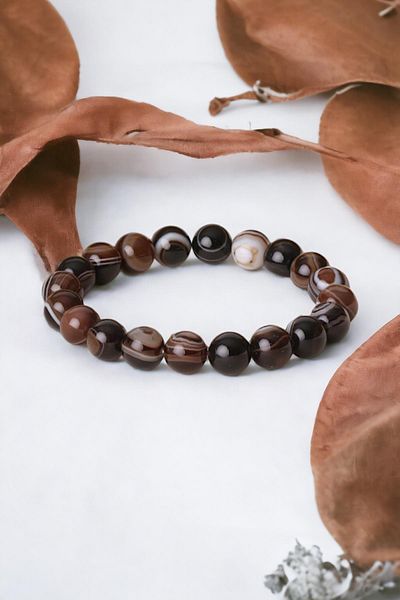 Dünya Doğal Taş Black Agate Stone Bracelet