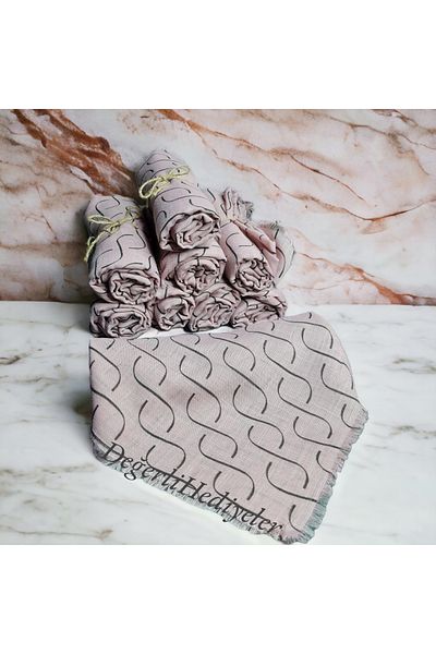 AGH Değerli Hediyeler PUDRA Flamed Square Pattern Headscarf Stylish and Luxurious Model Scarf