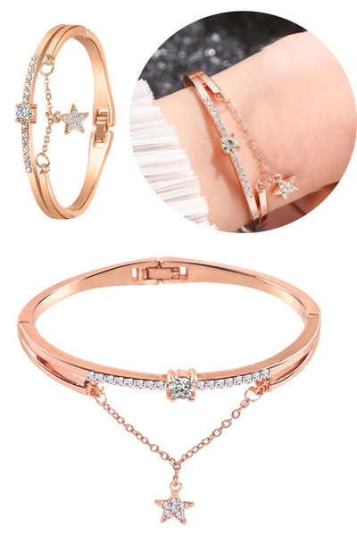 Gogoey مجوهرات سوار من الذهب الوردي - هدية نسائية أنيقة RB66