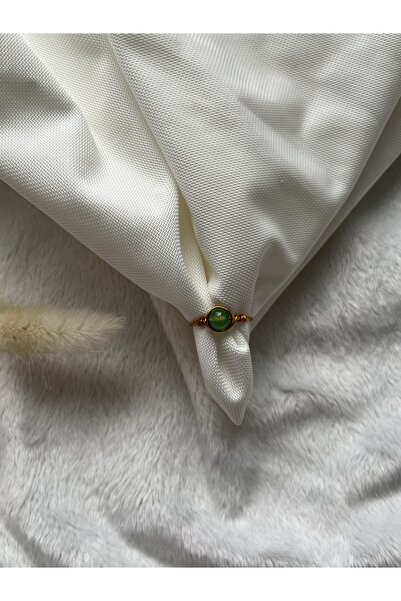 PelvedDesign Aventurin altın Ayarlanabilir Doğal Taş El Yapımı Tel Yüzük