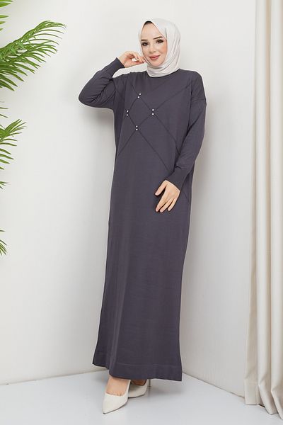 Pamuk Butik Γυναικείο πλεκτό φόρεμα Mercerized Stone με λεπτομέρειες
