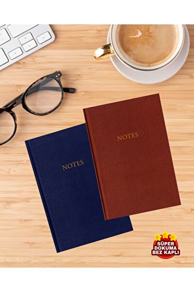 Egenis Bez Ciltli Sert Kapaklı 14x20cm 2'li Çizgili Defter Seti