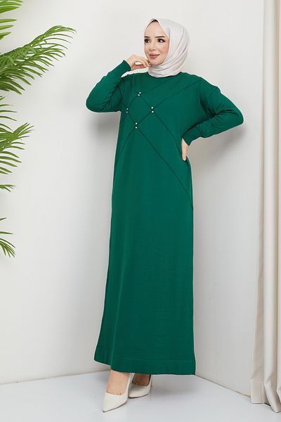 Pamuk Butik Γυναικείο πλεκτό φόρεμα Mercerized Stone με λεπτομέρειες