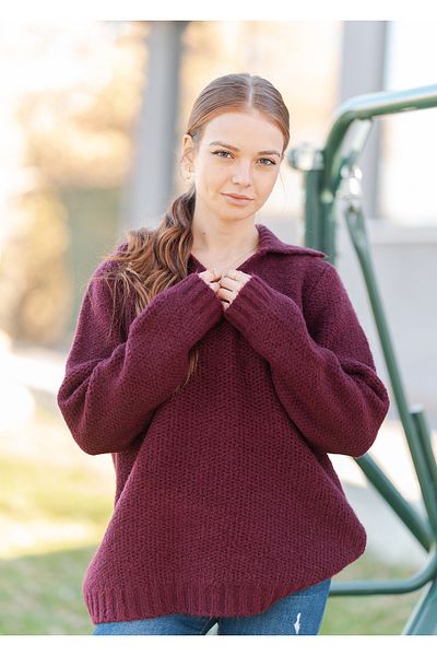 VerdeBlanco Pulover de bază oversize cu guler cămașă