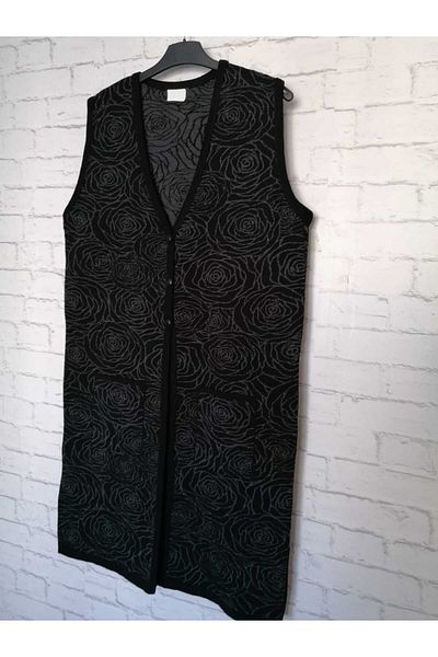 anne moda ankara winter, 1st quality steel, acrylic knitted, 2 pockets, 3 buttons, V-neck extra long knitwear vest