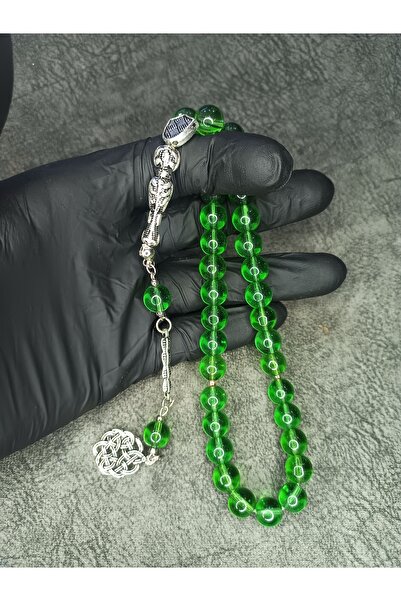 Mos Tespih Green Globe Glass Natural Stone Tasbih