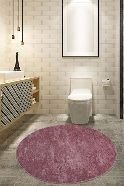 ELVİRAHOME Nova Pembe Yuvarlak Salon Oda Hol Antre Halısı Kaymaz Tabanlı Yıka...