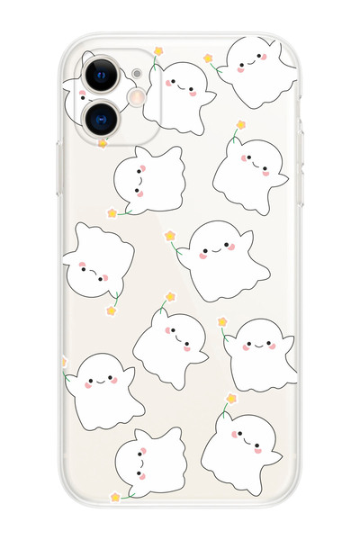 Rupti Iphone 11 Uyumlu Happy Ghost Tasarımlı Şeffaf Silikon Telefon Kılıfı