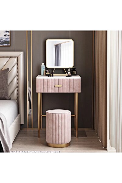 larissa design Makyaj Masası Ve Puf Pembe (RENK SEÇENEKLERİ İÇİN İLETİŞİME GE...