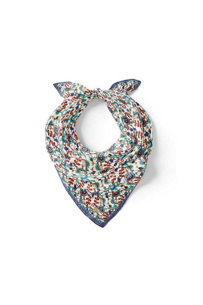Bursa İpek Ecru Gold Ivy Tulip Pattern Silk Handkerchief