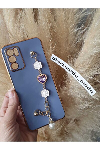 Aksesuarda Moda Oppo A16 Çiçekli Taşlı El Geçmeli Lazer Kesim Kılıf