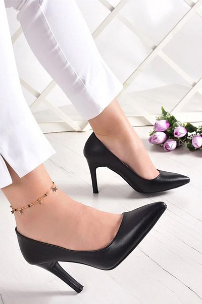 Erkan Saçmacı Gowa Black Vegan Classic Stiletto 9 cm.