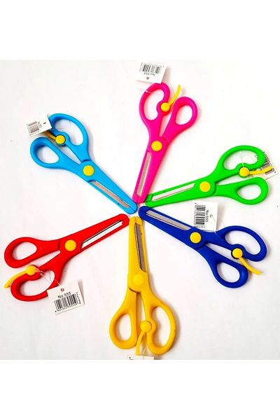 Modellino Yellow Scissors Protected Blunt Tip Spring Office and School Scissors Number 555 Children's Scissors